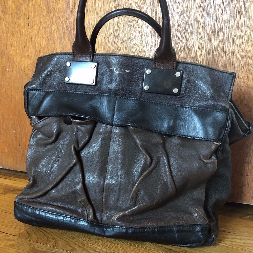 Rag & Bone Large Pilot Satchel In Black And Brown - image 1